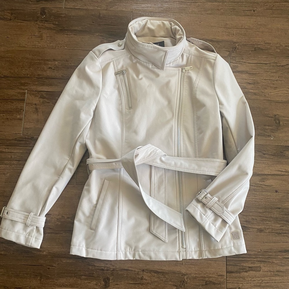 Winter Keneth Cole L Women's White Belted Jacket